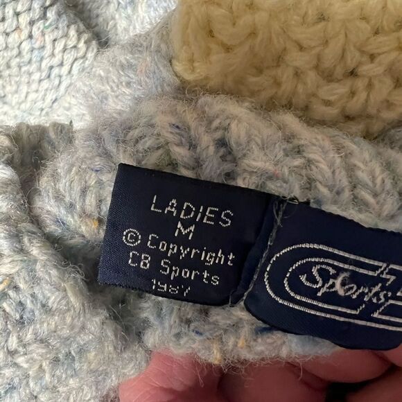 Vintage 80’s Wool Patchwork Chunky knit Pastel Sweater Womens M - Picture 4 of 5